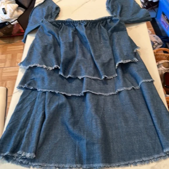 knee length dresses for ladies DAINTY DENIM MINI DRESS – AKIRA